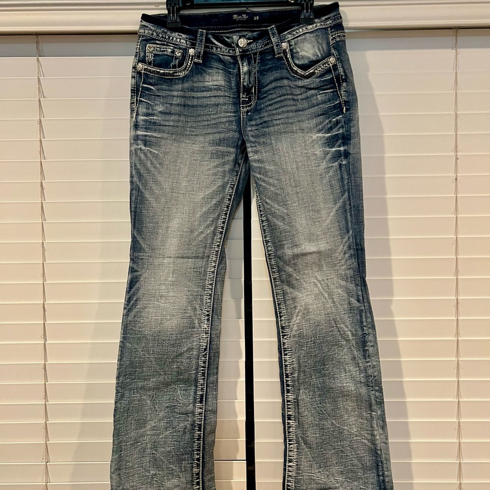 Miss Me Women's Low-Rise Boot Cut  Blue Jeans